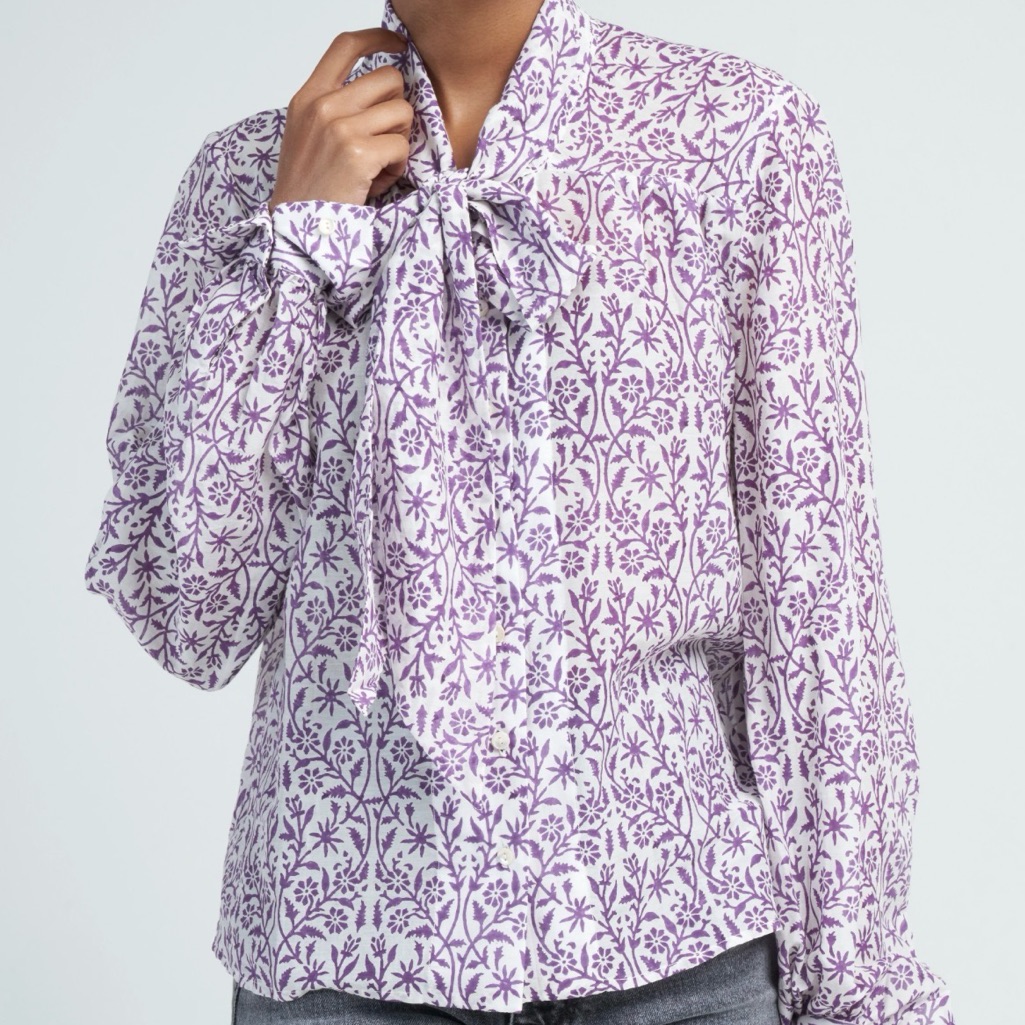 Thierry Colson Alba Blouse Shirt Top Floral Purple Magic Xs